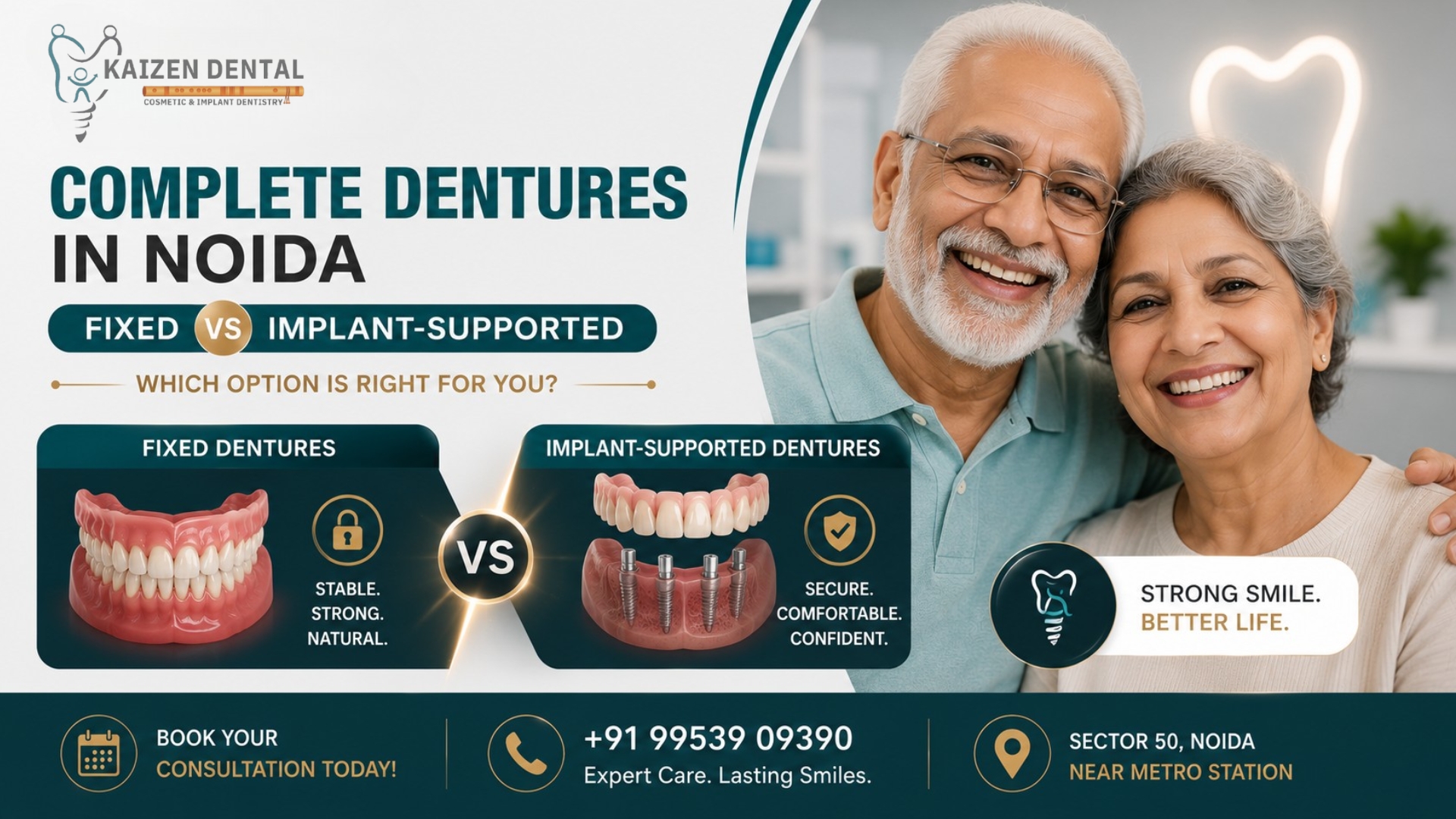 complete-dentures-Noida-fixed-vs-implant-supported-Kaizen-Dental-Sector-50-MDS-oral-surgeon