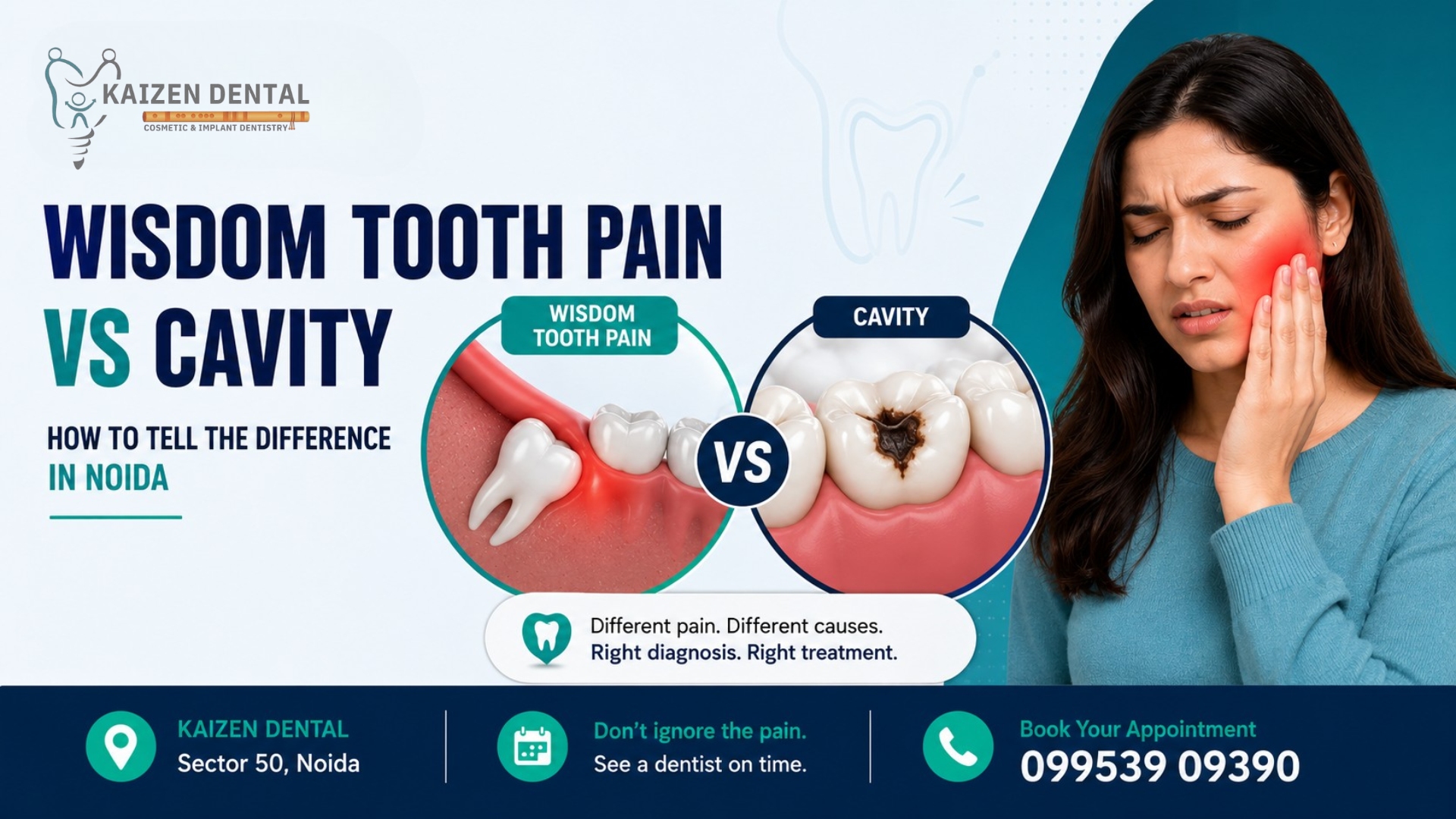 wisdom-tooth-pain-vs-cavity-symptoms-diagnosis-emergency-dentist-Sector-50-Noida-Kaizen-Dental-clinic